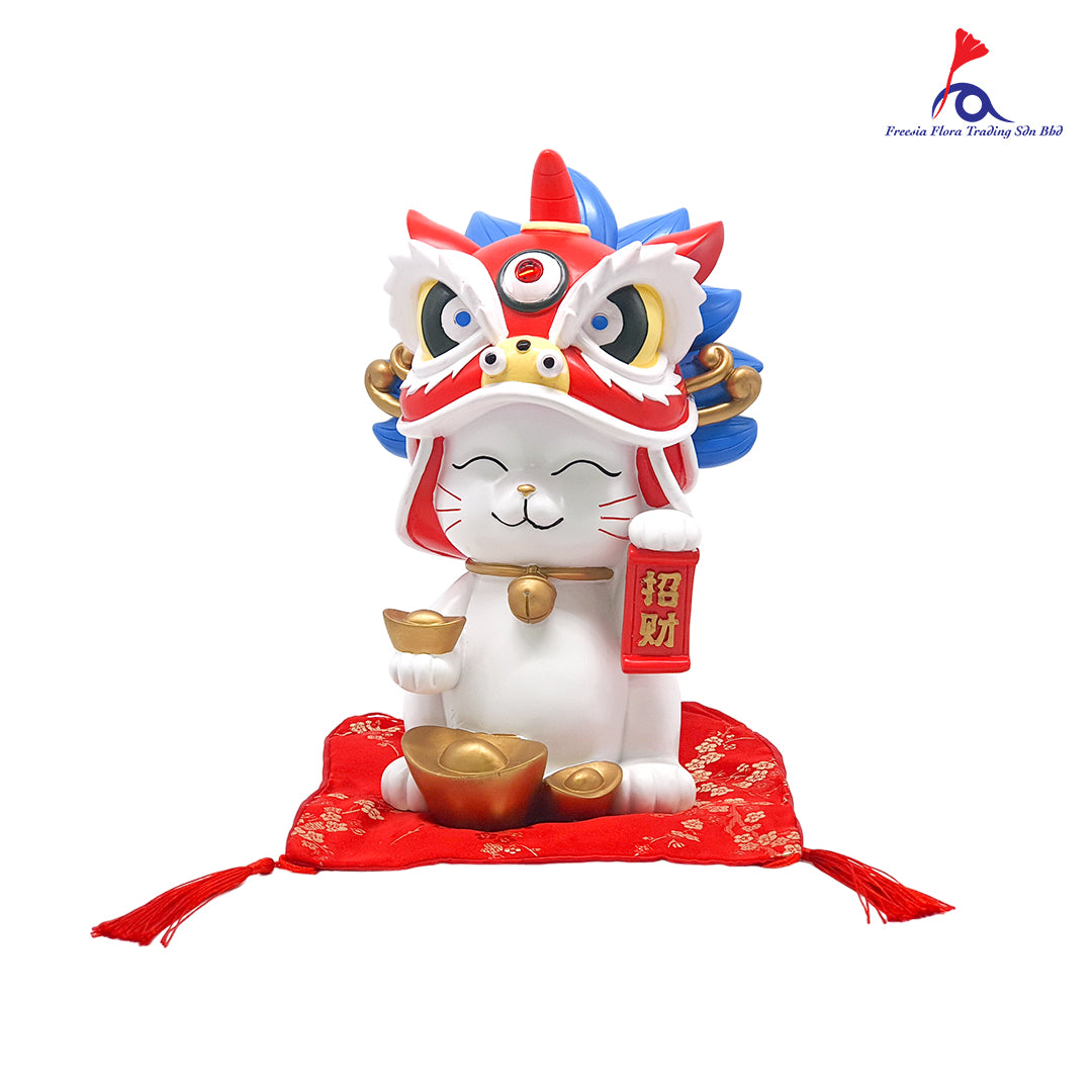 FBA082#1 11IN 中式 精美陶瓷 招财猫 存钱罐 摆件 (White)
