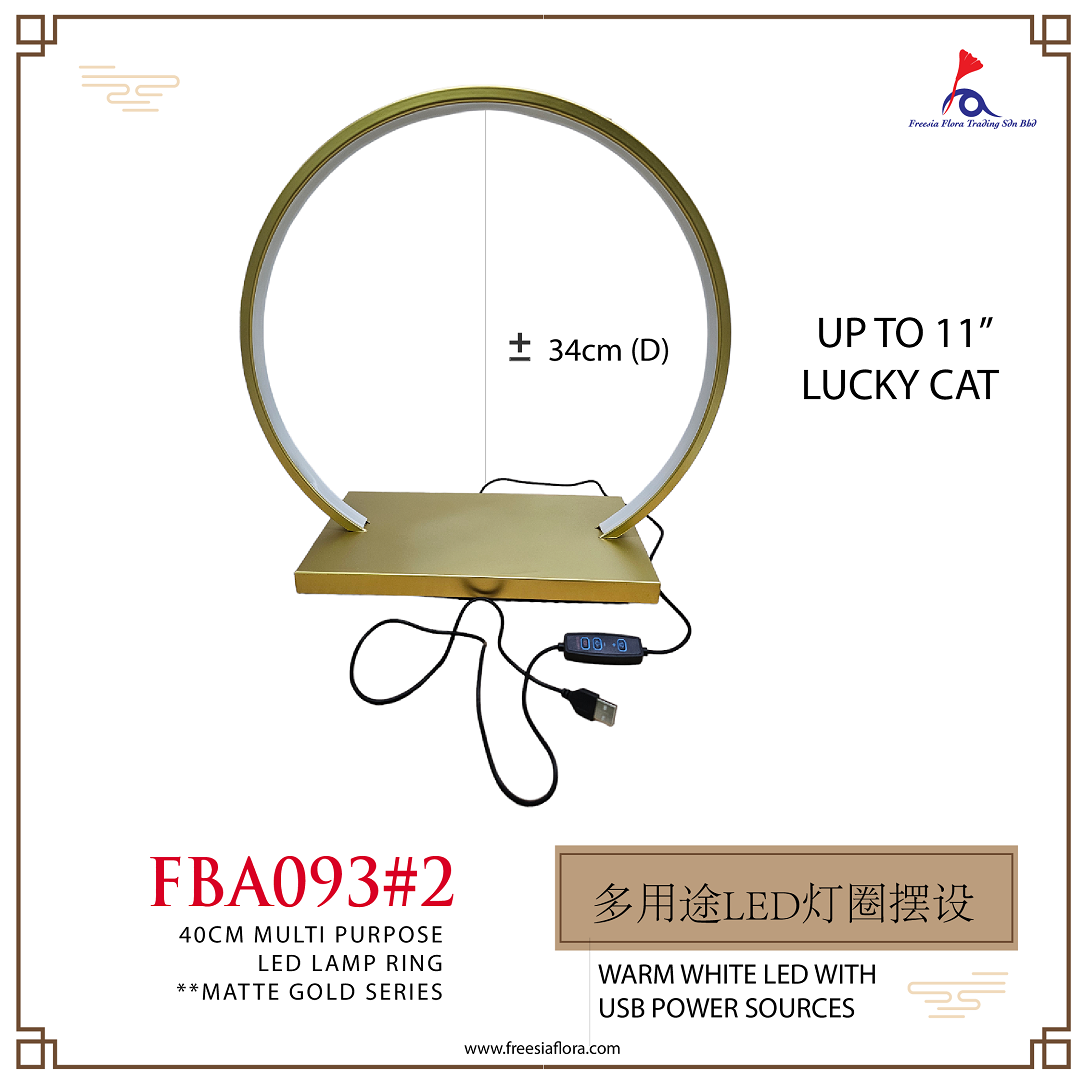 FBA093 Warm White LED Ring with USB Power Sources - Gold