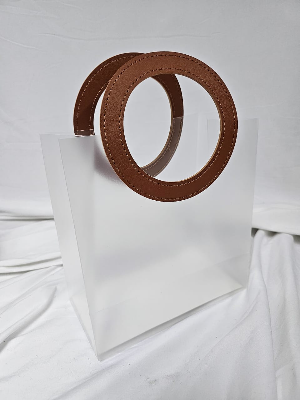 FBA116 FROSTED PVC BAG with Leather Handle