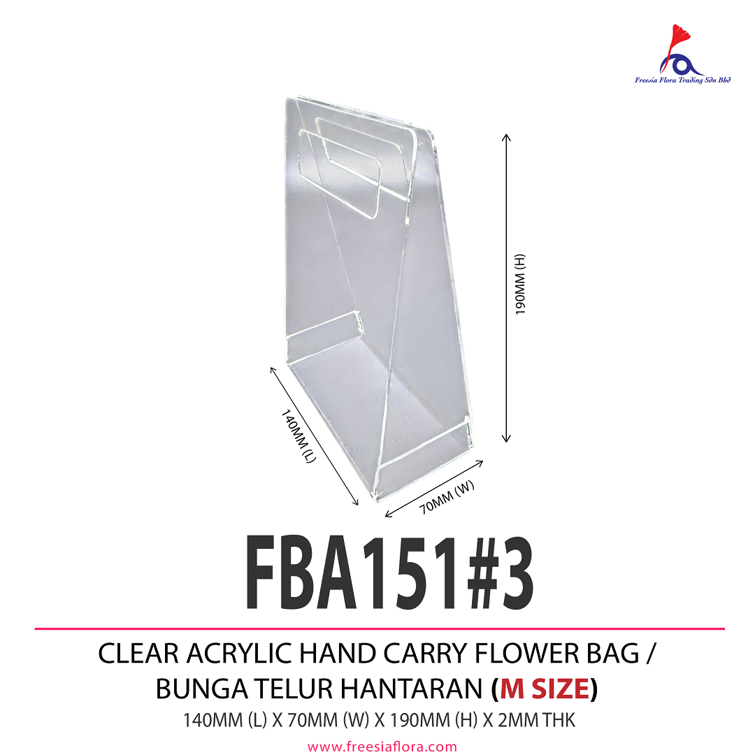 FBA151 FREESIA Premium Clear Acrylic Hand Carry Flower Bag / Bunga Telur Hantaran / Transparent Wedding Souvenir Acrylic Bag