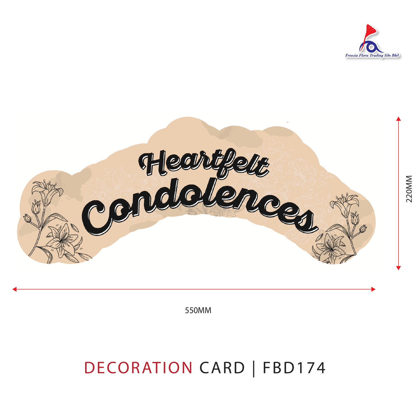 FREESIA Condolences Cards (L) - FBD174 Heartfelt Condolences