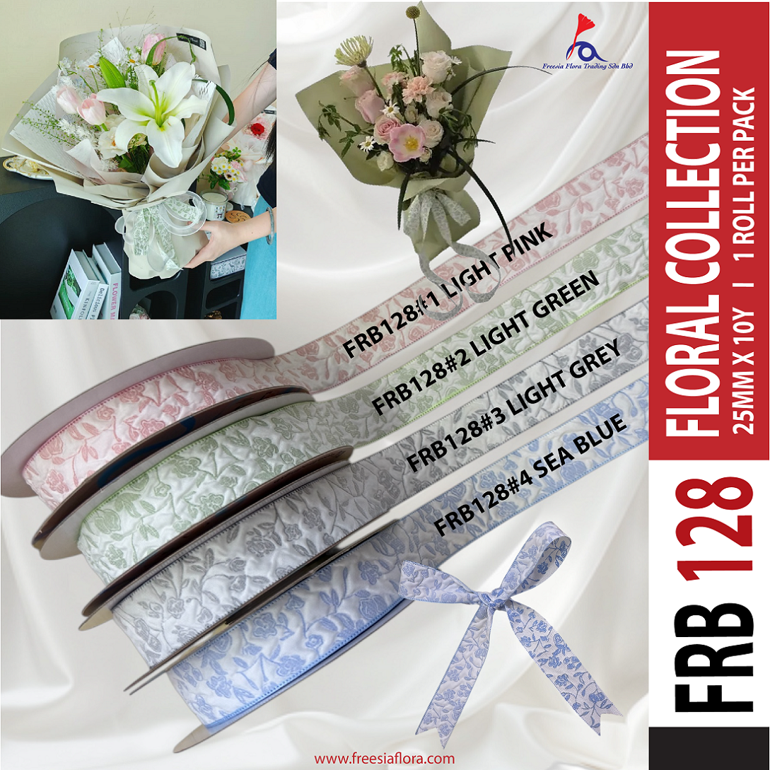 FRB128 Floral Collection Fabric Ribbon (25MM*10Y)