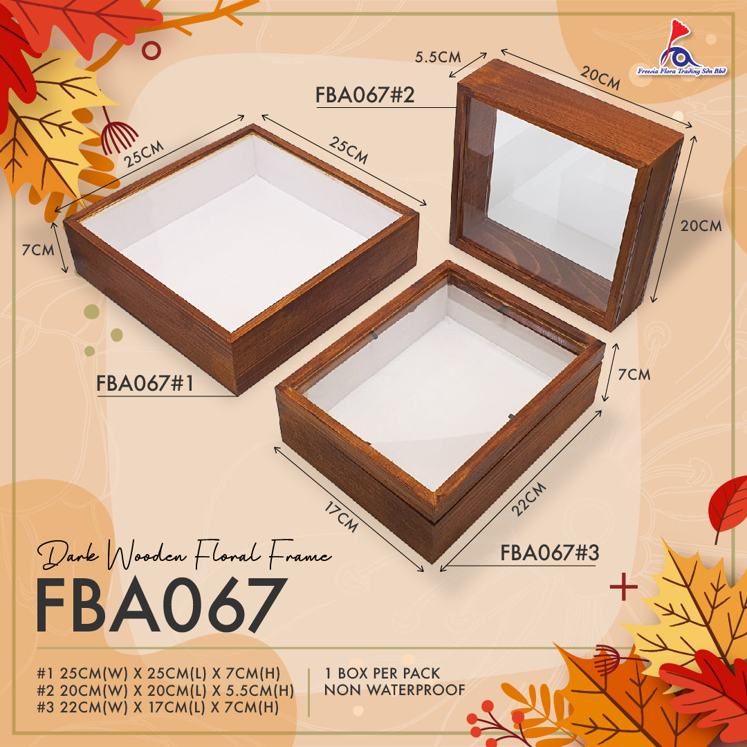 FBA067 DARK WOODEN FLORAL FRAME - Freesia