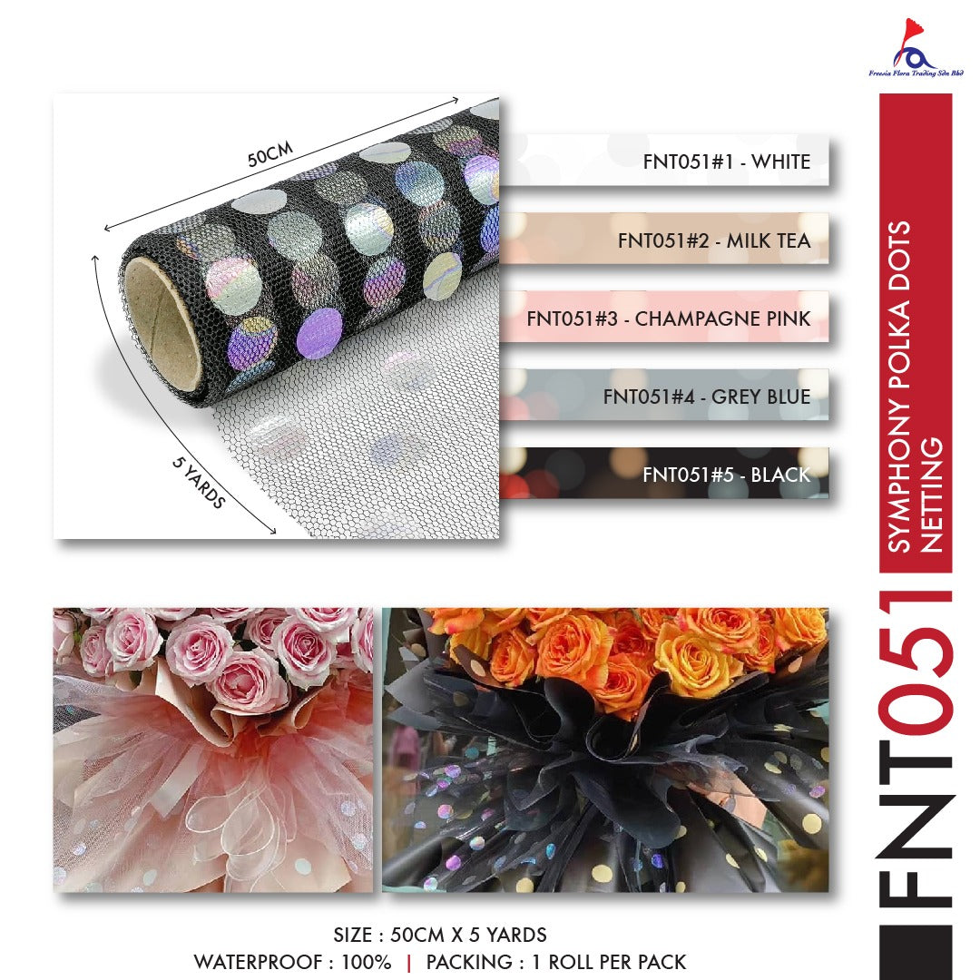 FNT051 SYMPHONY POLKA DOTS NETTING (50CM*5Y) - Freesia