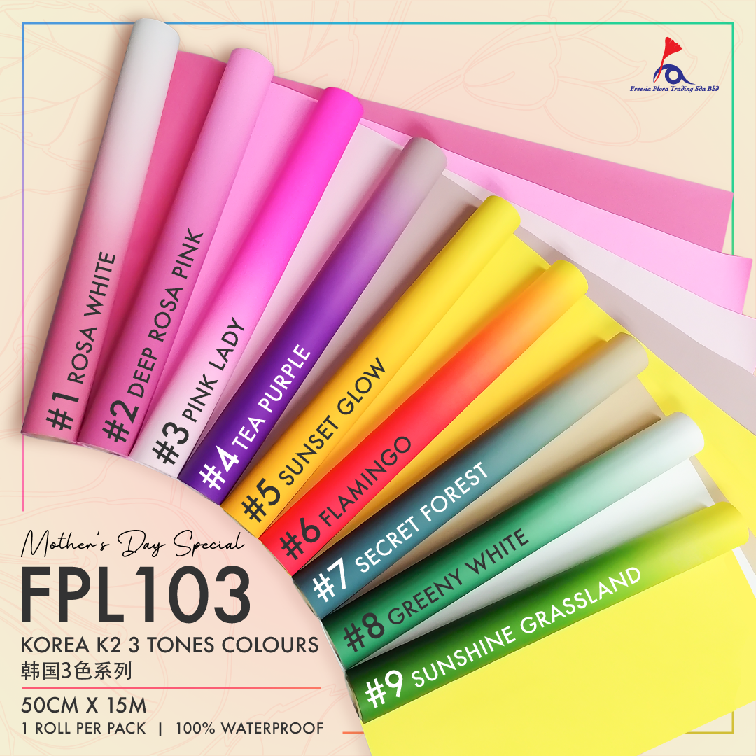 FPL103 KOREA K2 3TONES COLOURS (50CM X 15M) - Freesia