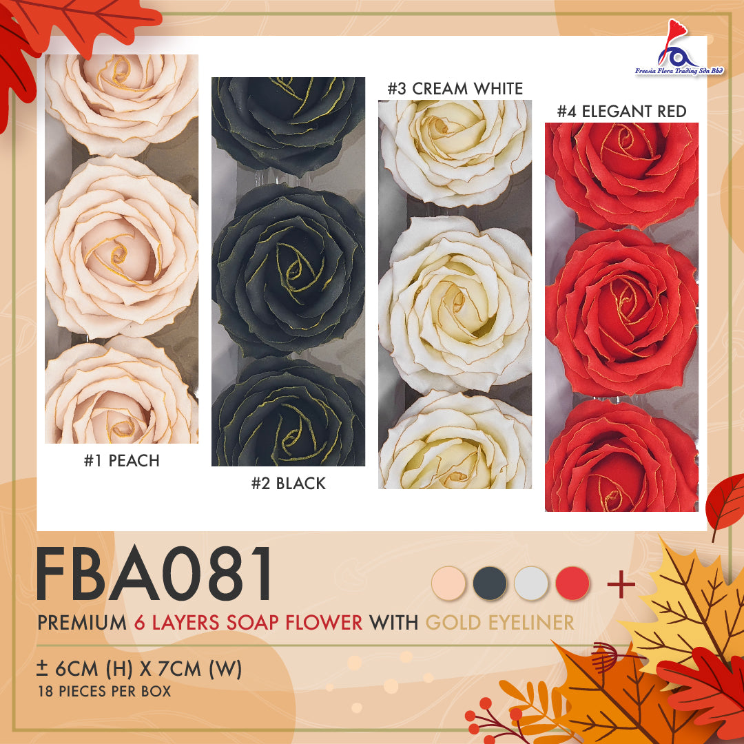 FBA081 Premium Soap Flower with GOLD Eyeliner (6 Layers)