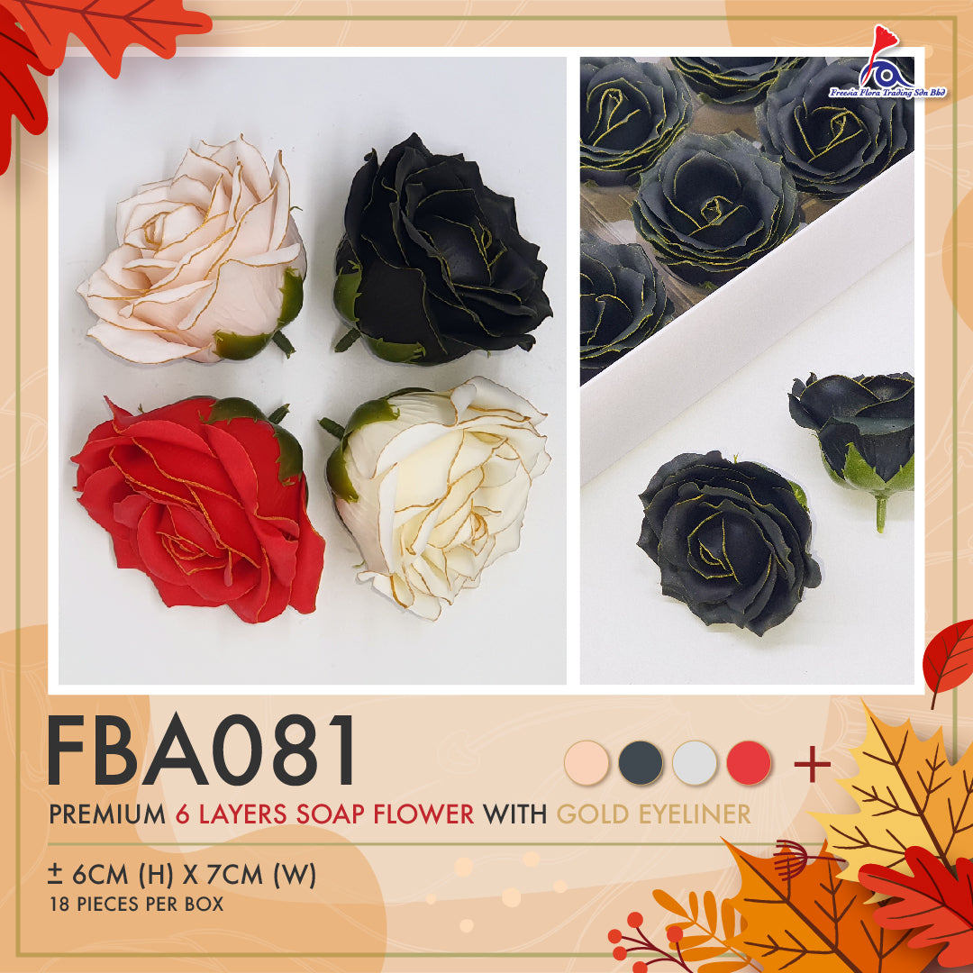 FBA081 Premium Soap Flower with GOLD Eyeliner (6 Layers)