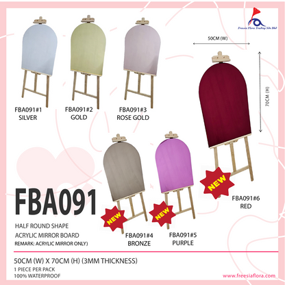 FBA091 Half Moon Shape Acrylic Mirror Board (Mirror Only)