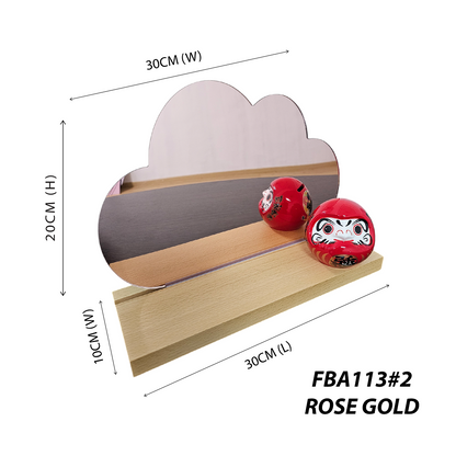 FBA113 Cloud Shape V2 Acrylic Mirror Board with Solid Wood Stand and Rubber