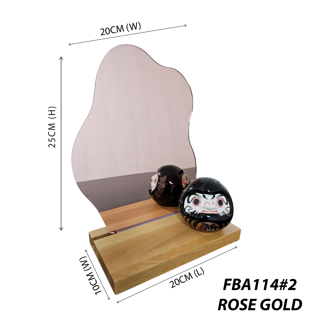 FBA114 Cloud Shape Acrylic Mirror Board with Solid Wood Stand and Rubber