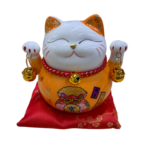 FBA135#4 4.5IN LUCKY CAT 財運亨通 - ORANGE
