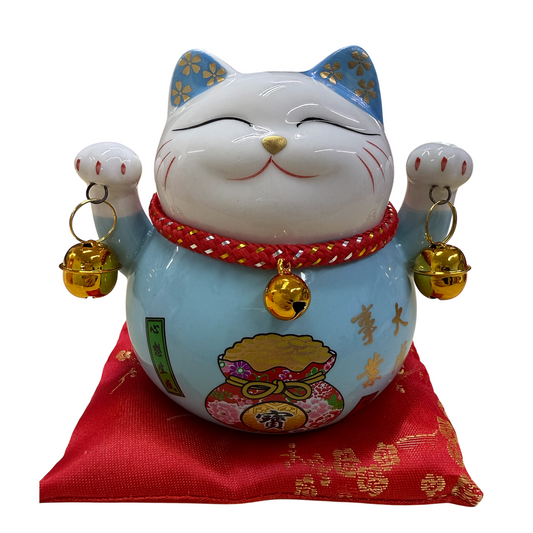 FBA135#5 4.5IN LUCKY CAT 事業大成功 - LIGHT BLUE