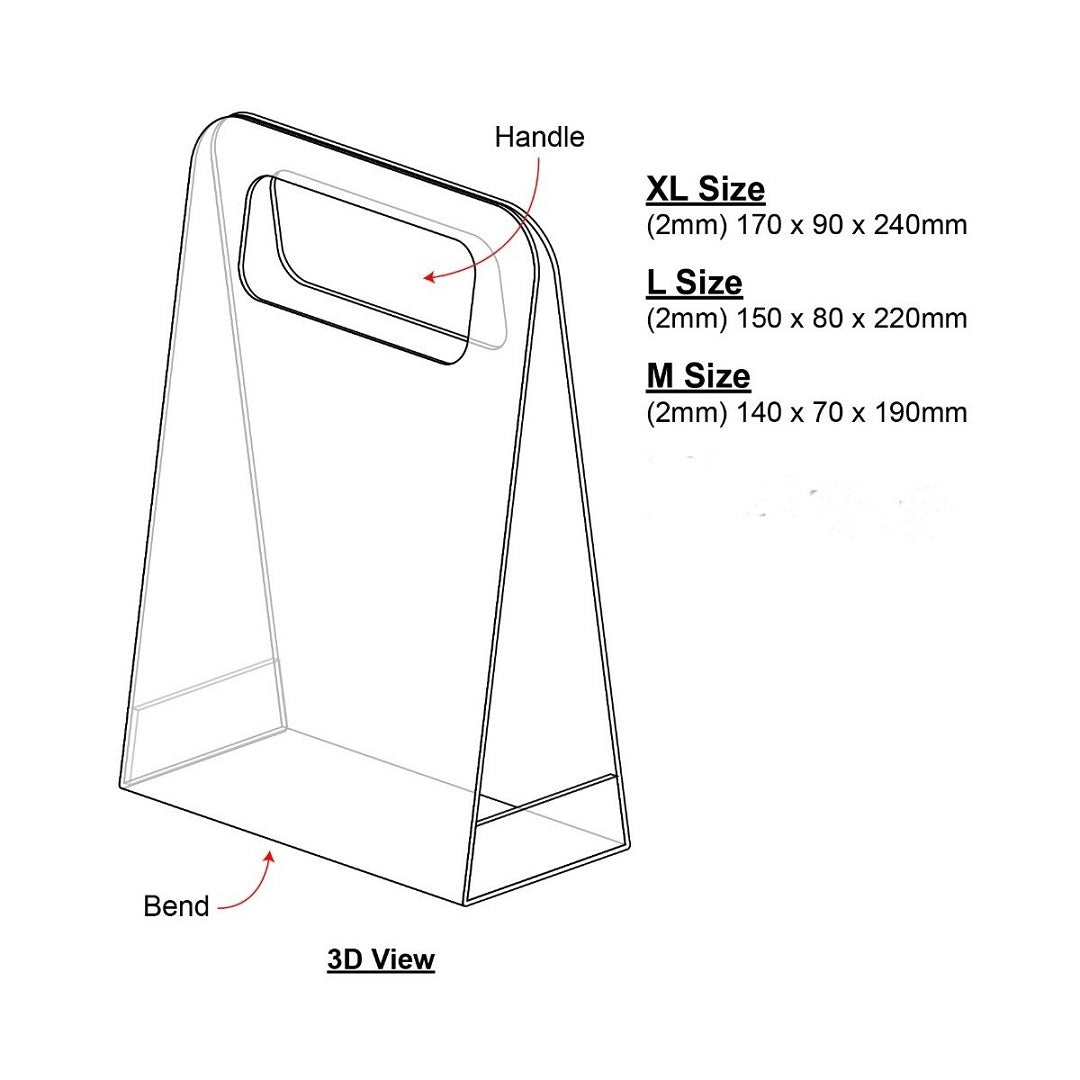 FBA151  FREESIA Premium Clear Acrylic Hand Carry Flower Bag / Bunga Telur Hantaran / Transparent Wedding Souvenir Acrylic Bag
