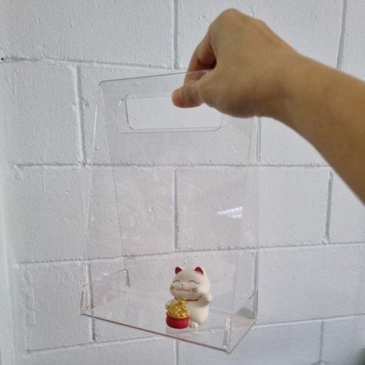 FBA151  FREESIA Premium Clear Acrylic Hand Carry Flower Bag / Bunga Telur Hantaran / Transparent Wedding Souvenir Acrylic Bag