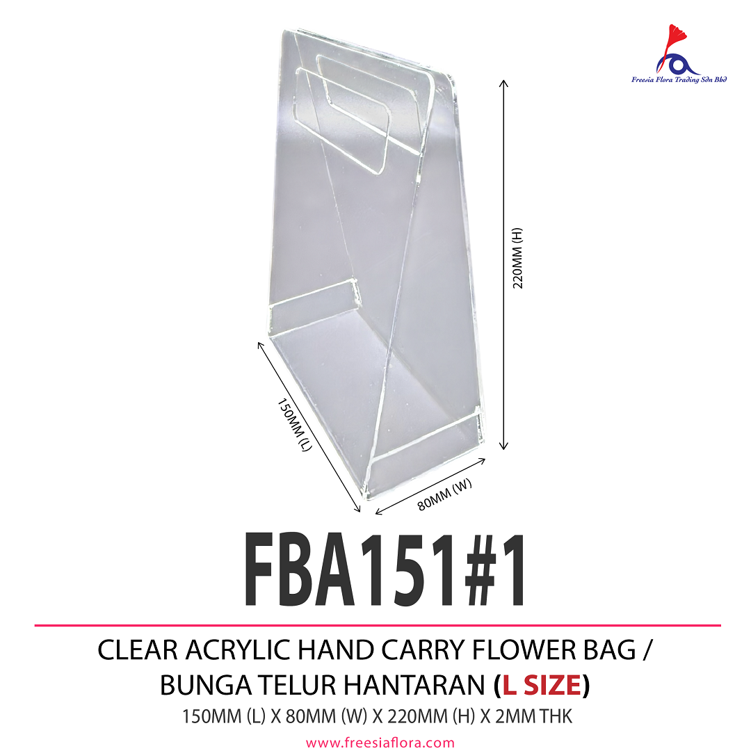 FBA151  FREESIA Premium Clear Acrylic Hand Carry Flower Bag / Bunga Telur Hantaran / Transparent Wedding Souvenir Acrylic Bag