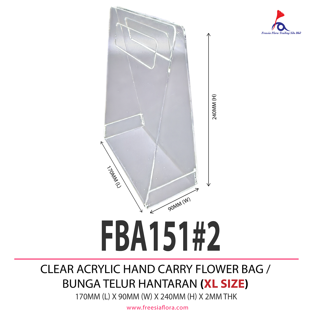 FBA151  FREESIA Premium Clear Acrylic Hand Carry Flower Bag / Bunga Telur Hantaran / Transparent Wedding Souvenir Acrylic Bag