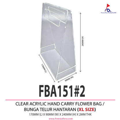 FBA151  FREESIA Premium Clear Acrylic Hand Carry Flower Bag / Bunga Telur Hantaran / Transparent Wedding Souvenir Acrylic Bag