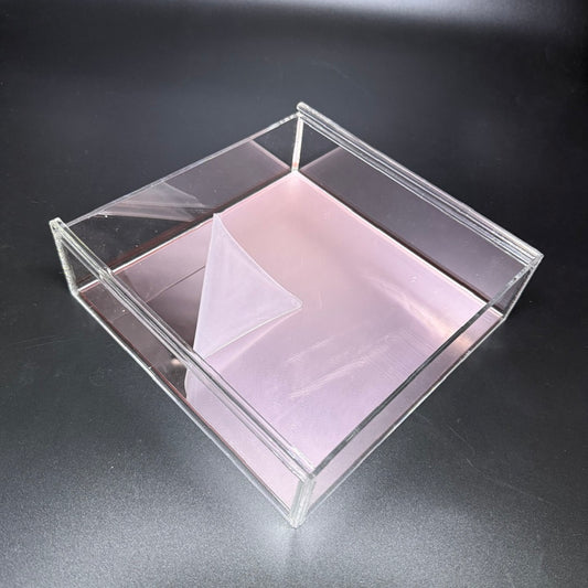 FBA156#1 FREESIA Premium Clear Acrylic Sliding Box + Rose Gold Acrylic Sheet (200x200x60mm)
