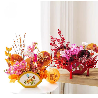 FBB100 Fan Style Embroidered Brocade Box 扇形刺绣锦盒