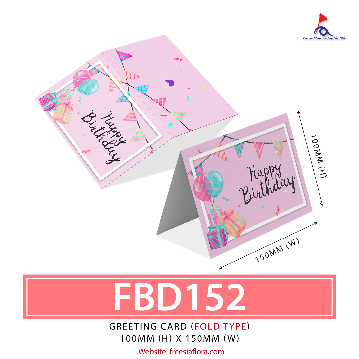 FBD152 Birthday's Card - Happy Birthday (Folded Type)