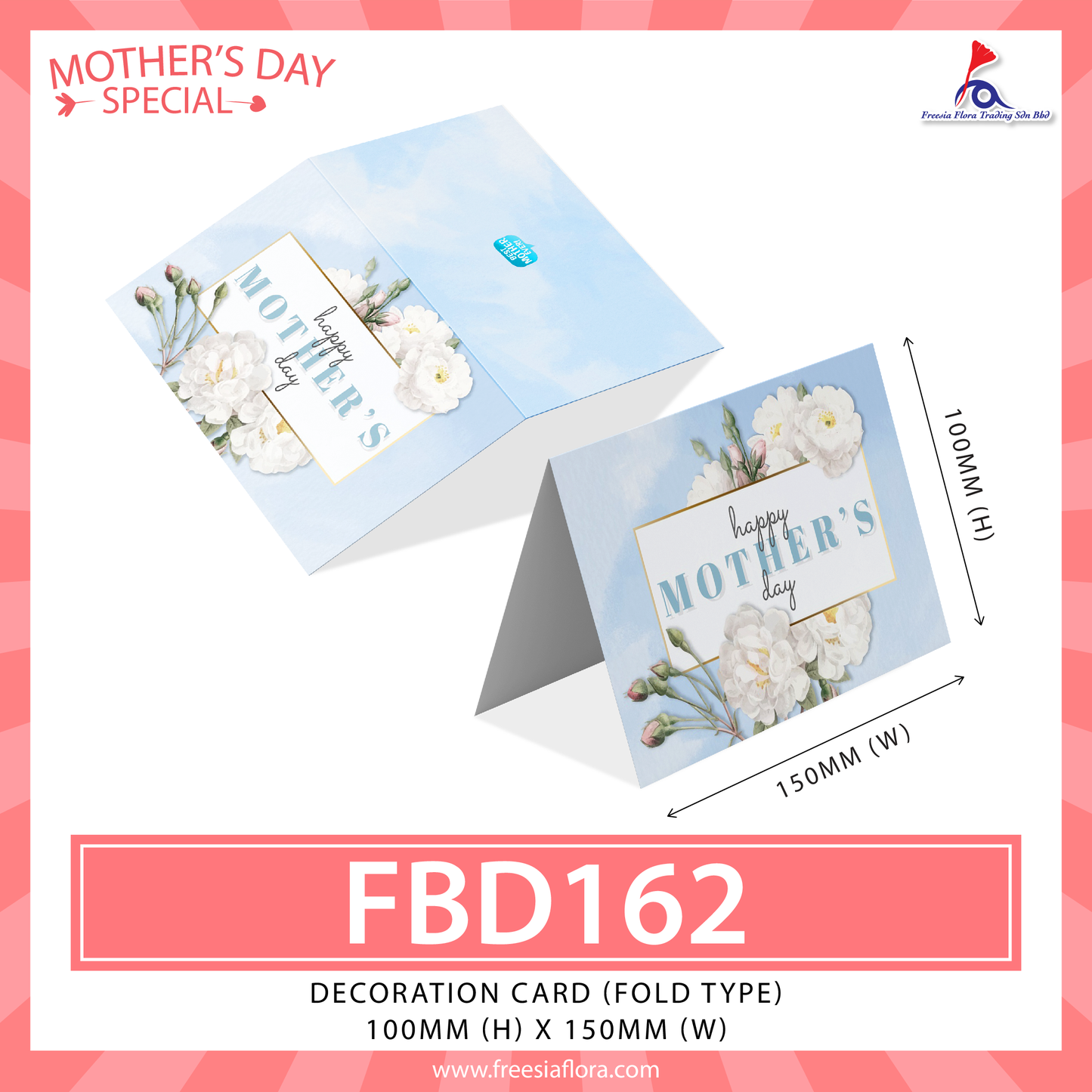 FBD162 Mother's Day Card - HAPPY MOTHER'S DAY (Folded Type)