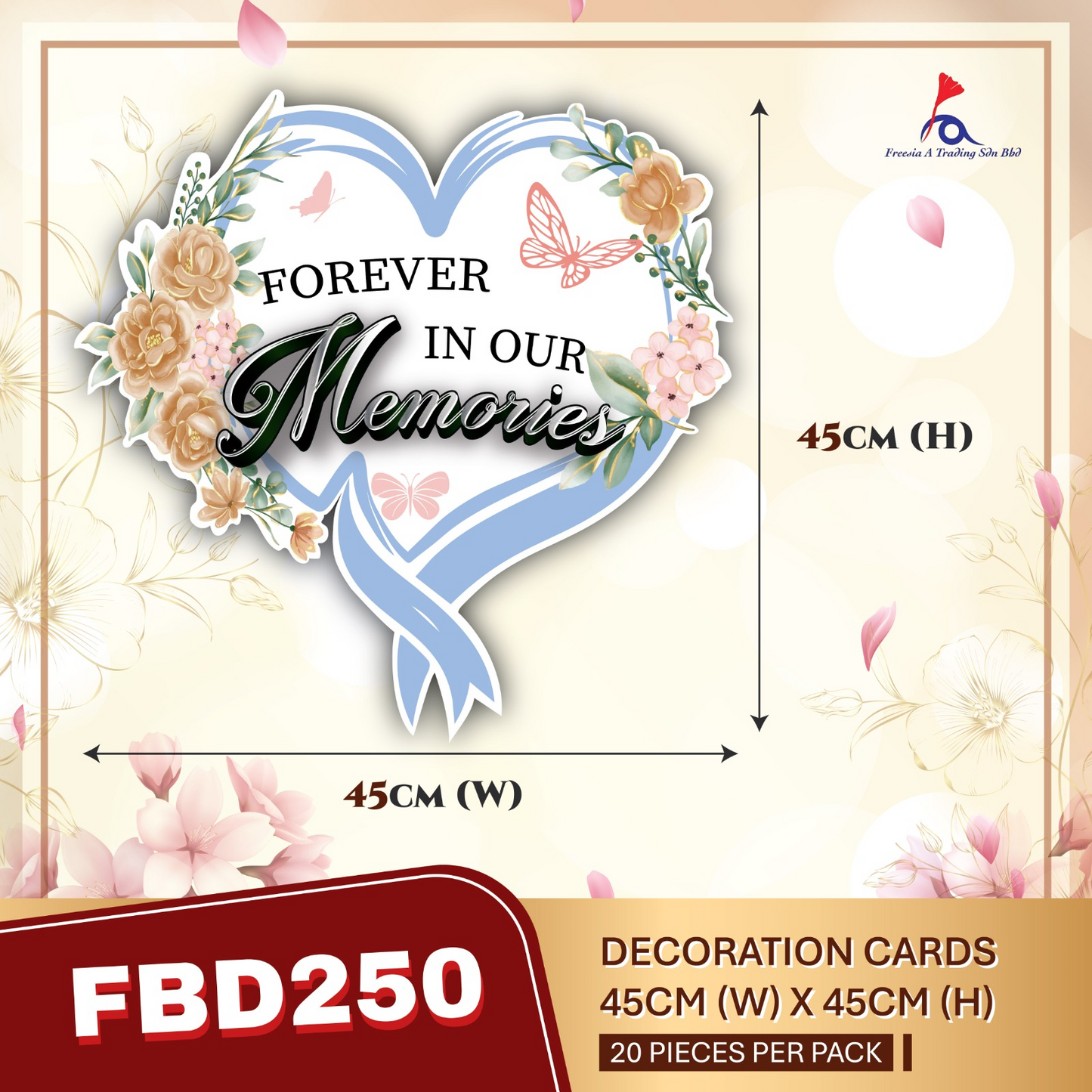FREESIA Condolences Cards (L) - FBD250 Forever In Our Memories