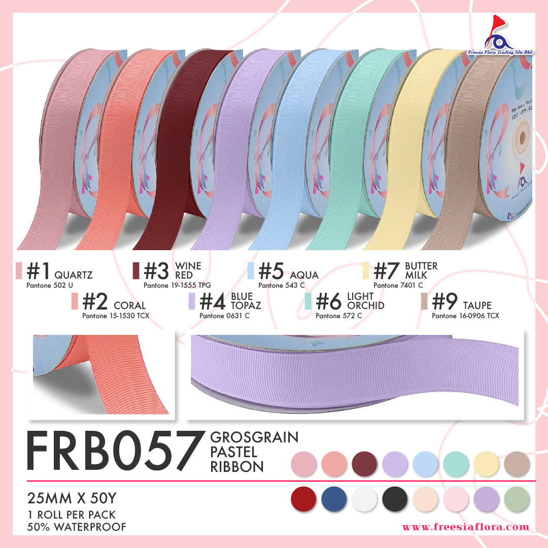 FRB057 Pastel Grosgrain Ribbon (25mm*50Y)