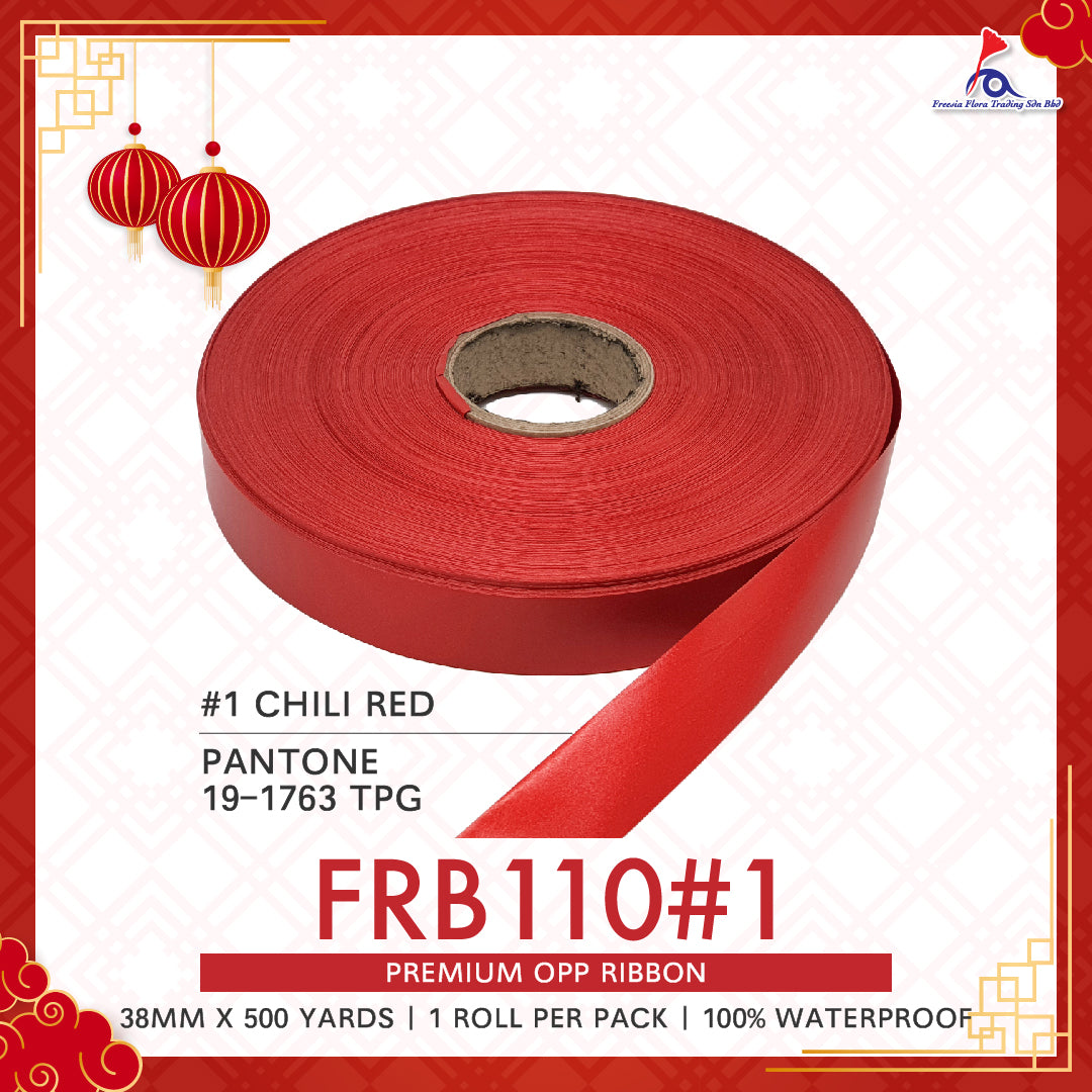 FRB110#1 Red - PREMIUM OPP RIBBON (38MM X 500Y)