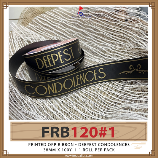 FRB120 PRINTED OPP RIBBON - DEEPEST CONDOLENCES