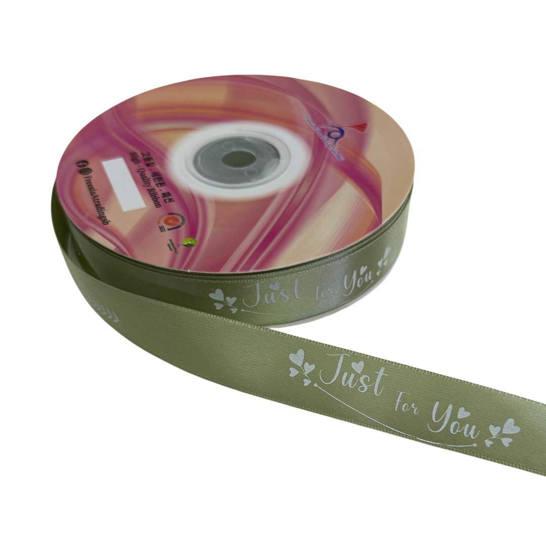 FRB134 Soft PASTEL Colour Premium Satin Ribbon "Just For You" 20mm X 50Y