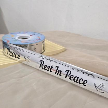 FRB141 Opp Metallic Printed Condolences Ribbon - Rest In Peace / 深切哀悼