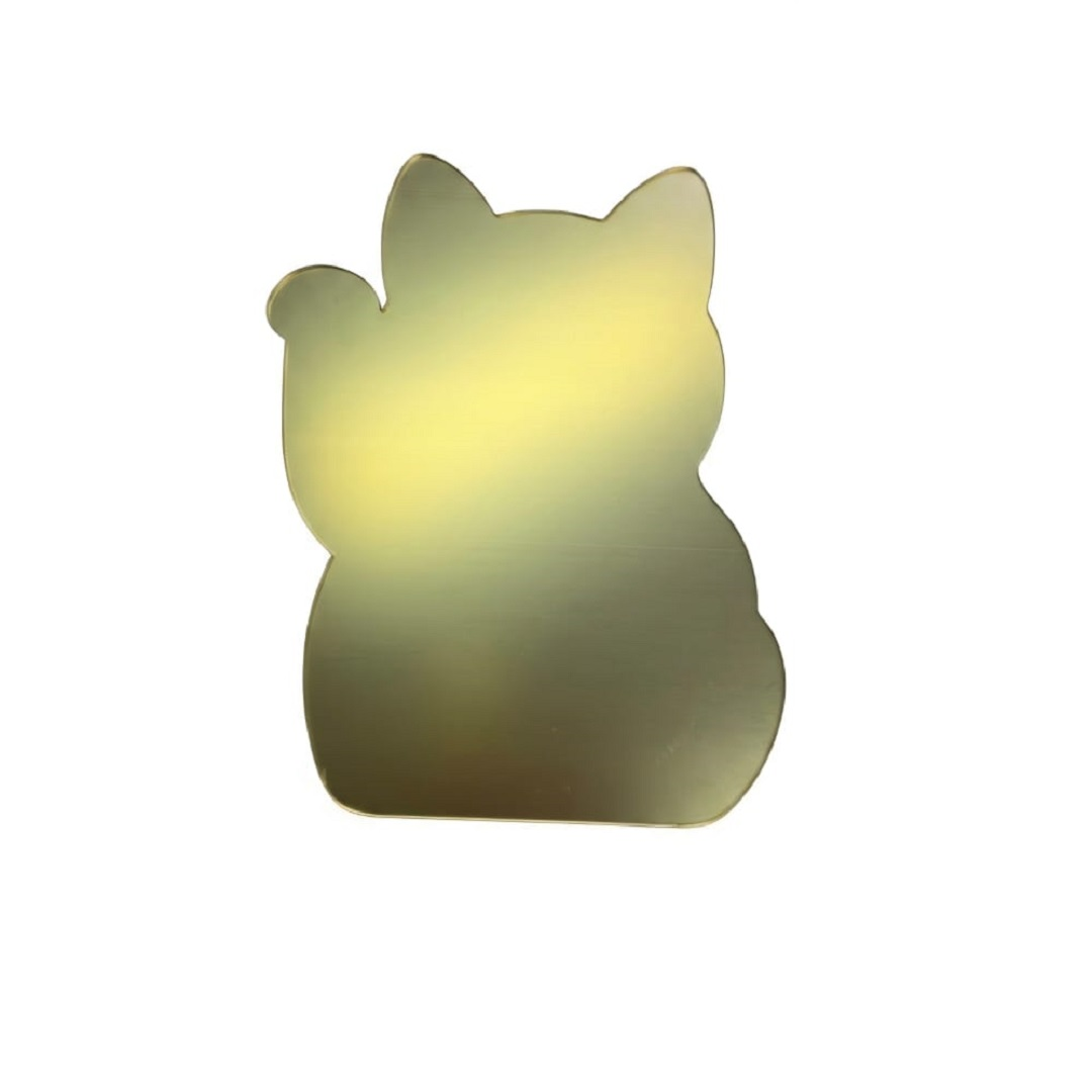 FBA173 Lucky Cat Shape Acrylic Mirror Board ('S' SIZE) (20cm (w) x 25.3cm (H) x 3mm (Thickness) (Not included Stand)