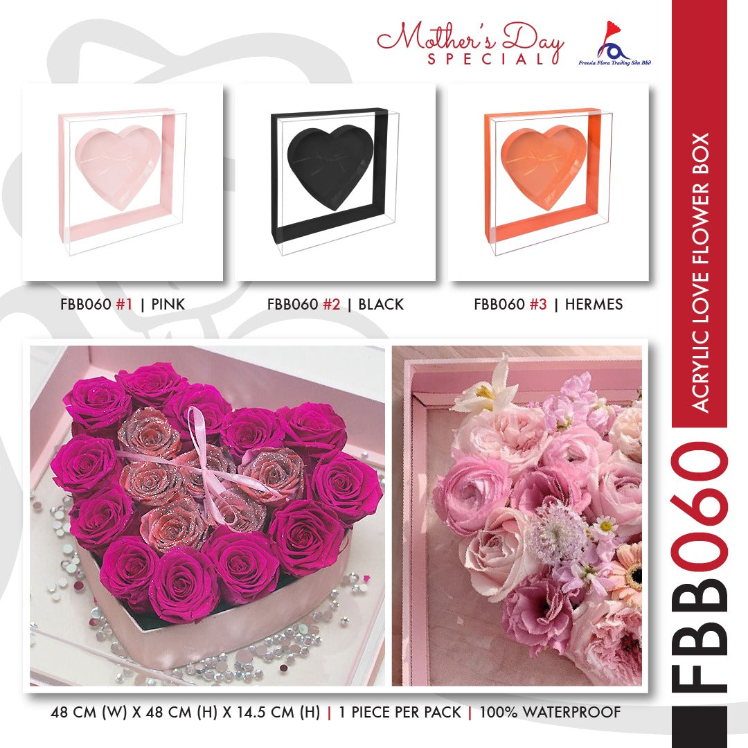 FBB060 ACRYLIC LOVE FLOWER BOX - Freesia