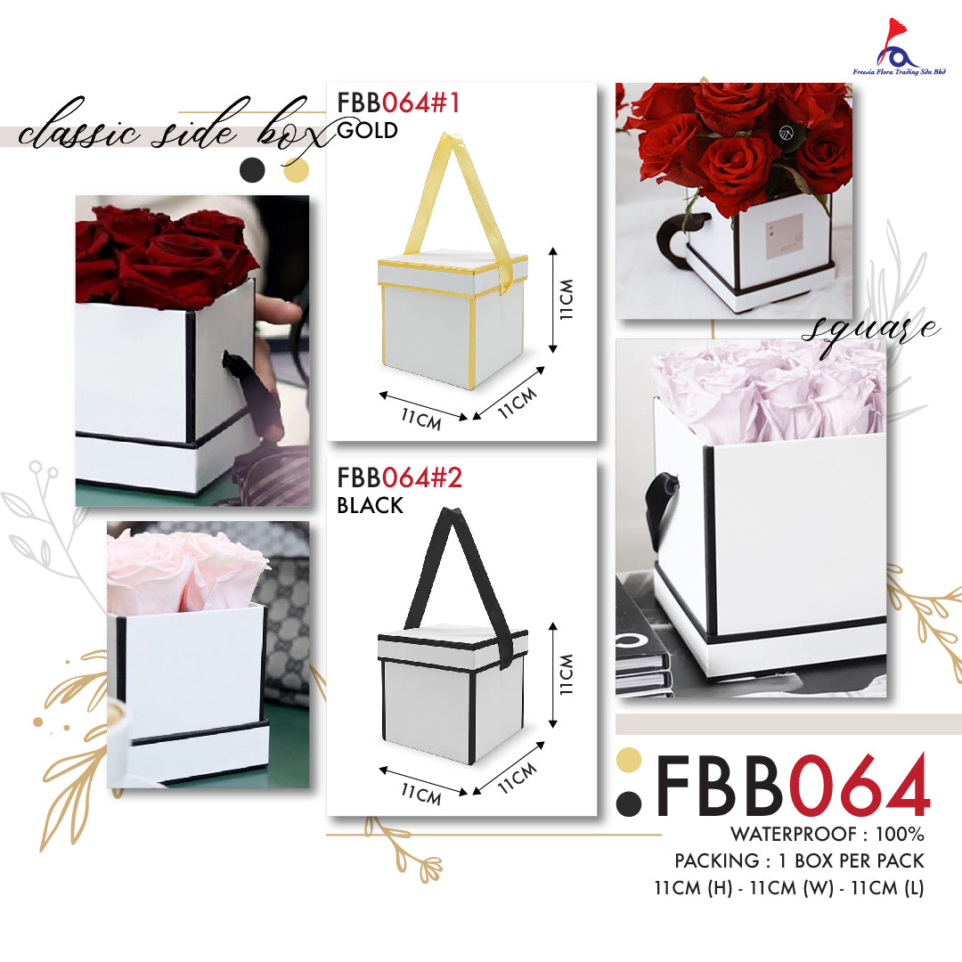 FBB064 SMALL CLASSIC SQUARE BOX (11cm x 11cm x 11cm) - Freesia