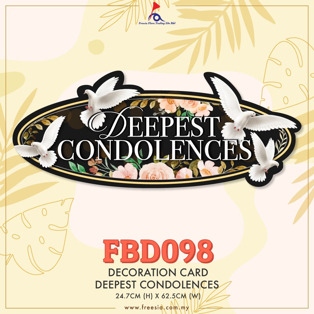 FBD ( LARGE ) Rectangle / Oval Shape - FBD098 Deepest Condolences - Freesia