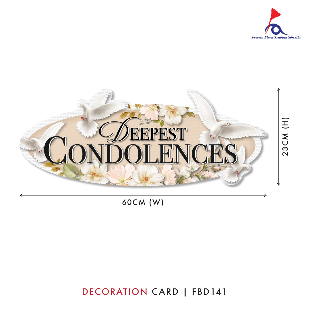 FBD ( LARGE ) Rectangle / Oval Shape - FBD141 Deepest Condolences - Freesia