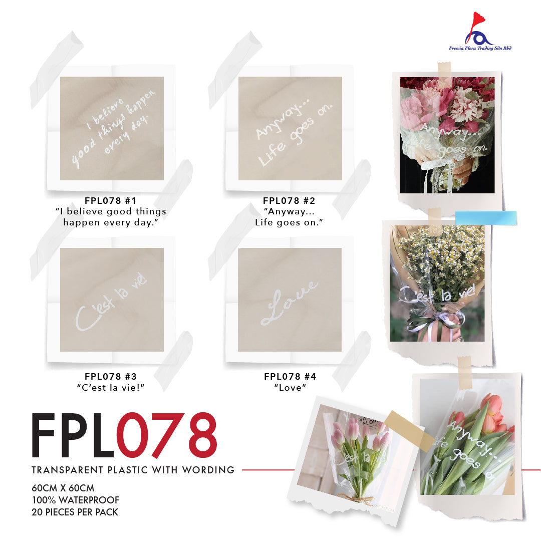 FPL078 TRANSPARENT PLASTIC WITH WORDING - Freesia