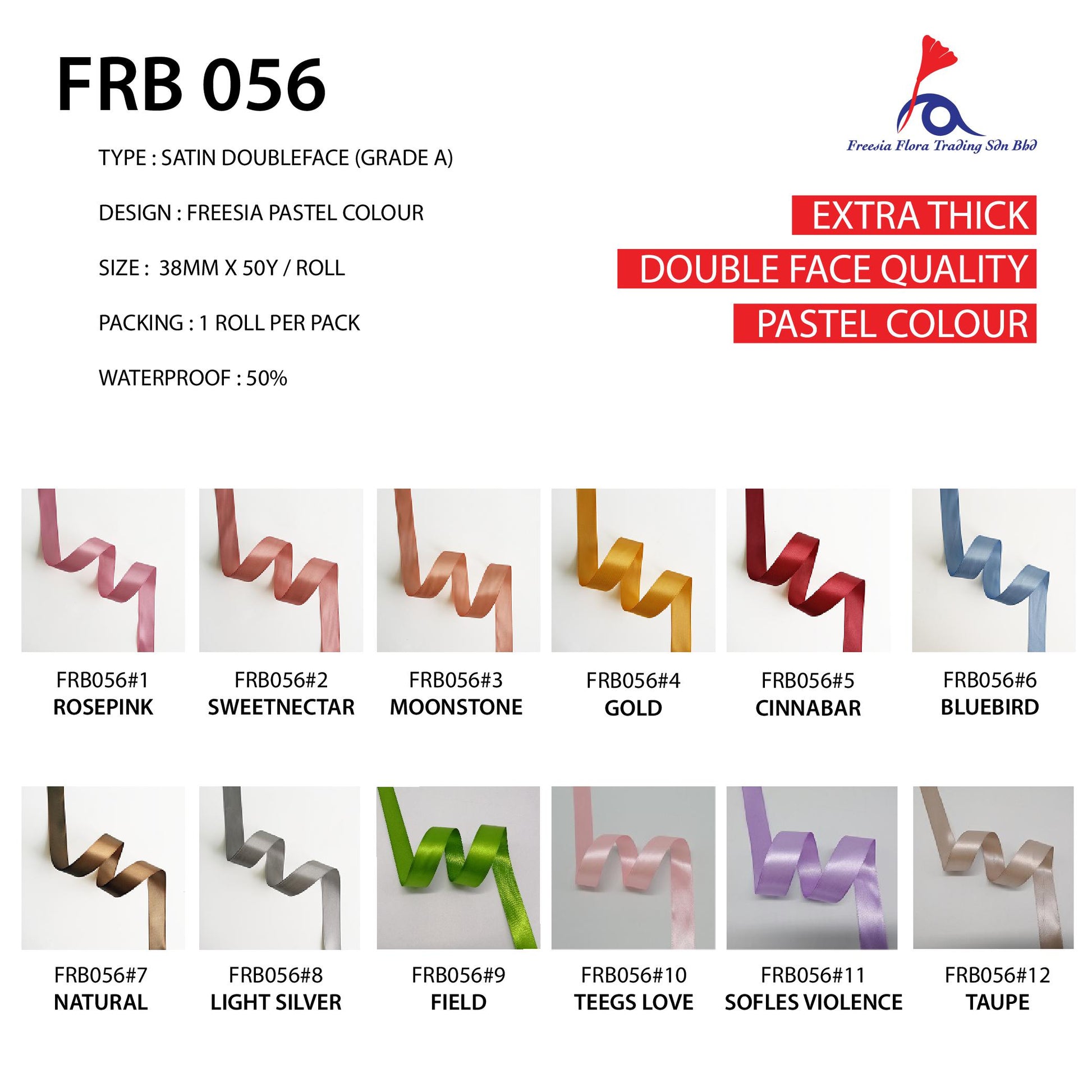 FRB056 Pastel Grade A Satin - Freesia