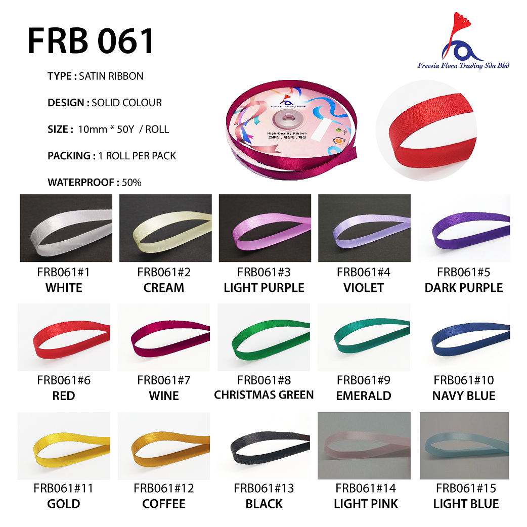 FRB061 SATIN RIBBON (10MM*50Y) - Freesia