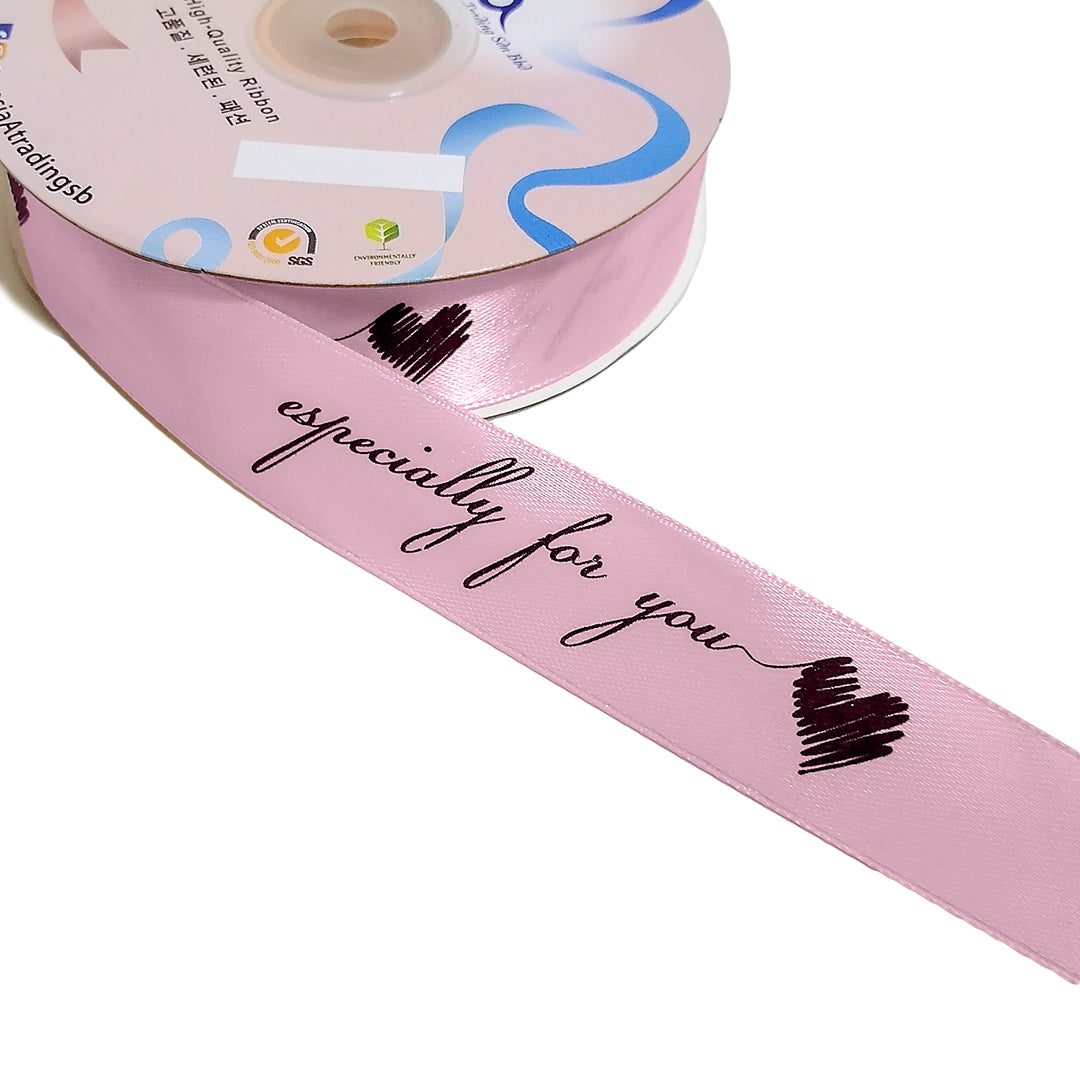 FRB090 PRINTED SATIN RIBBON 'Especially for You' (25mm x 50Y) - Freesia