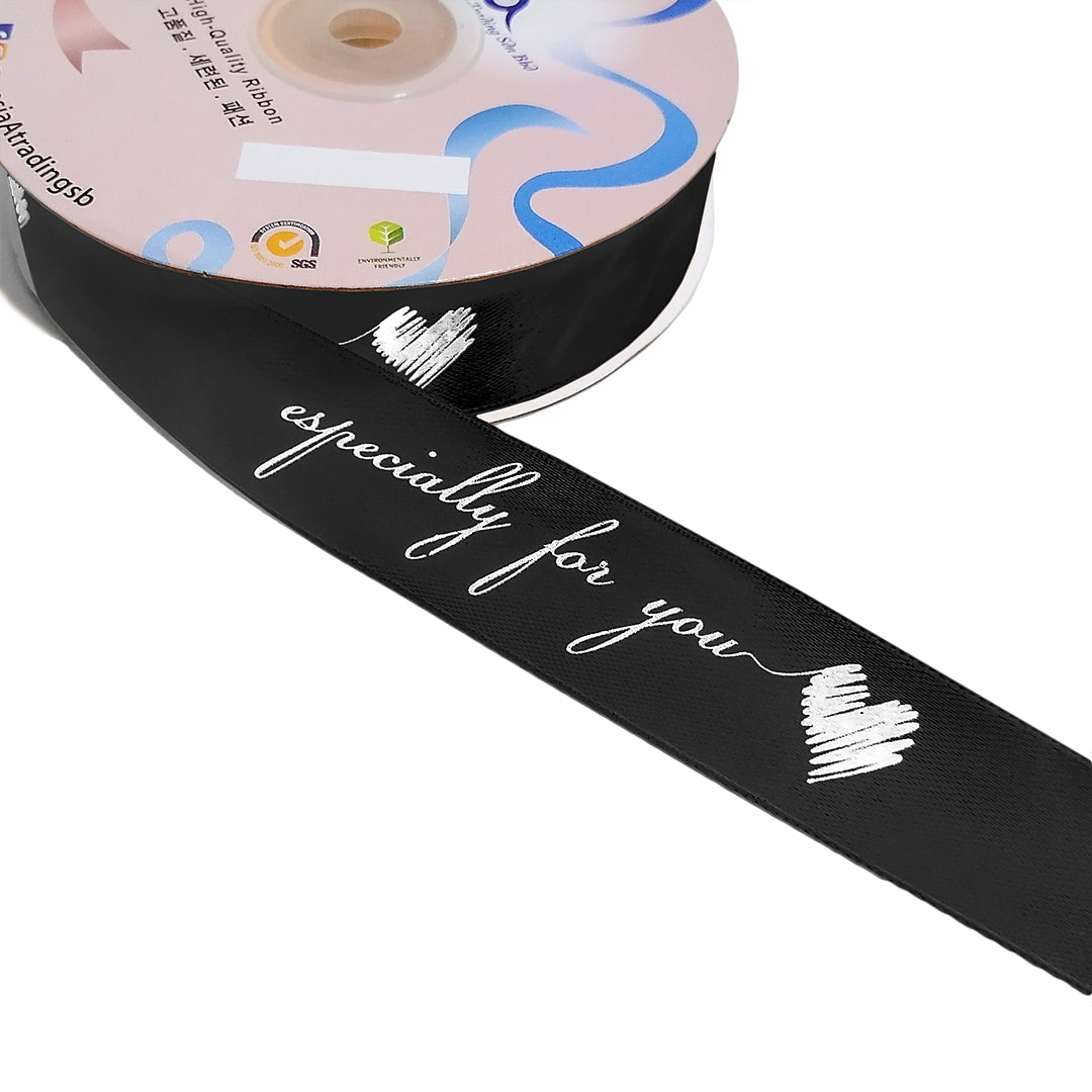 FRB090 PRINTED SATIN RIBBON 'Especially for You' (25mm x 50Y) - Freesia