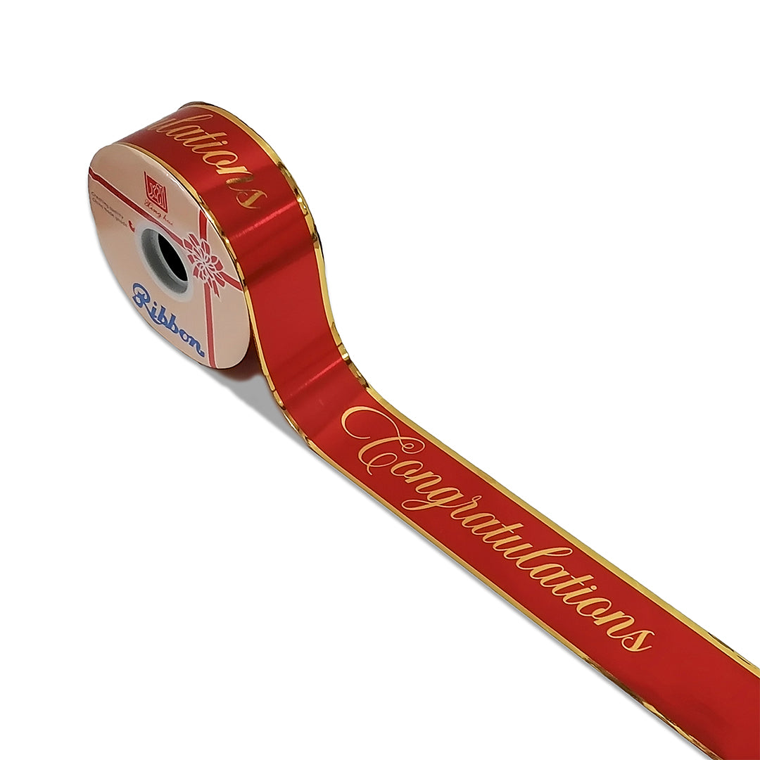 FRB092 PRINTED OPP RIBBON - CONGRATULATIONS - Freesia Flora