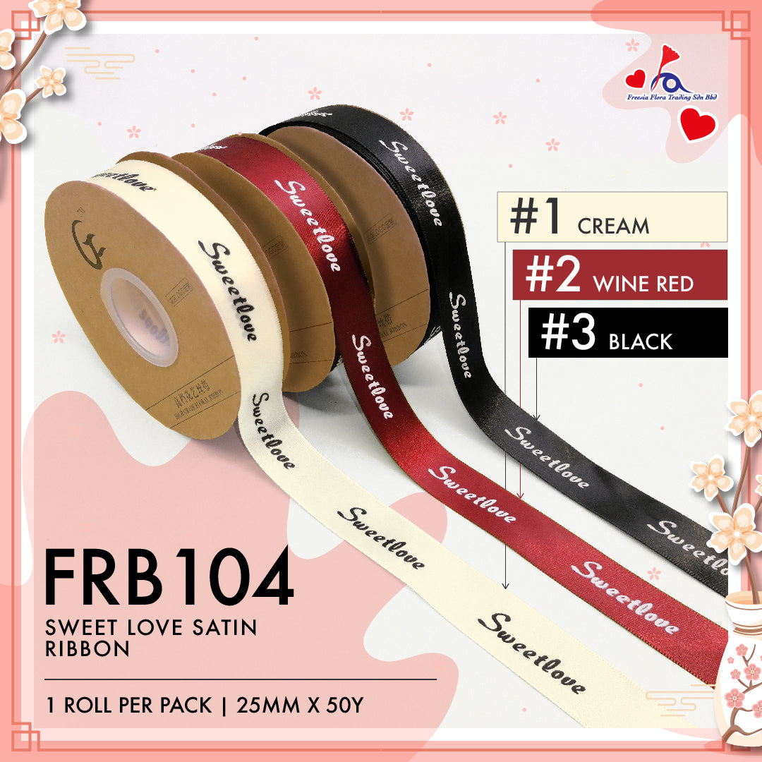 FRB104 SWEETLOVE SATIN RIBBON (25MM X 50Y) - Freesia